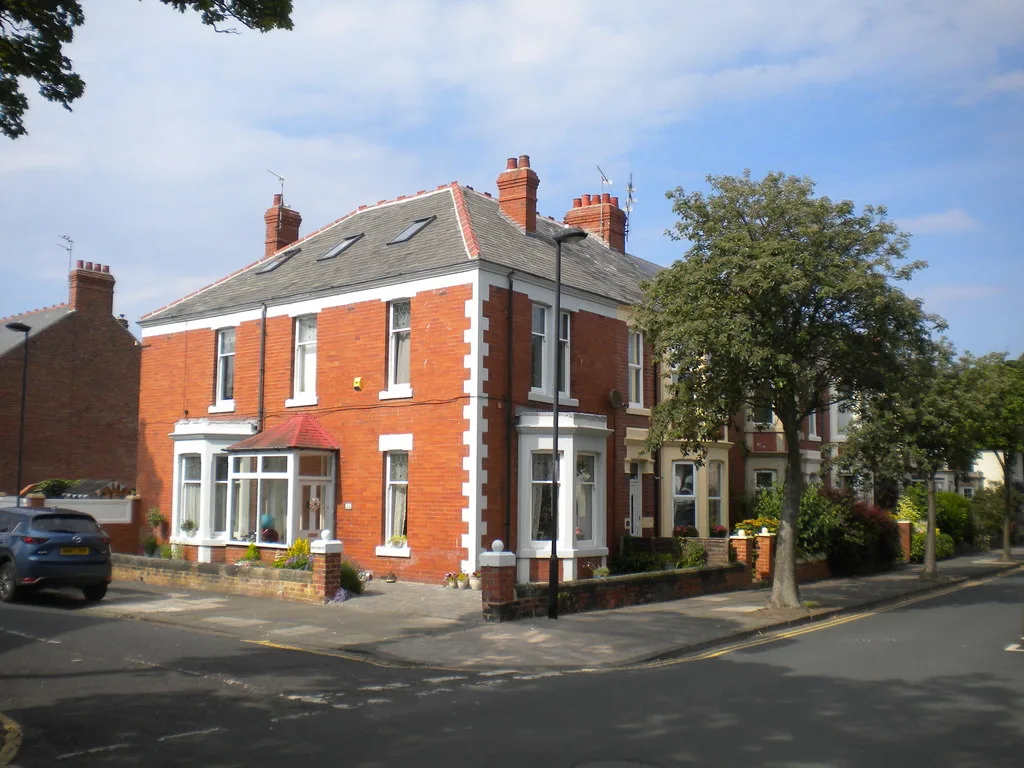 Red-brick semis on Eastbourne Gardens, a short walk from the Whitley Bay seafront